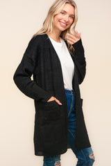 Stripe Textured Open Front Cardigan with Pockets Haptics
