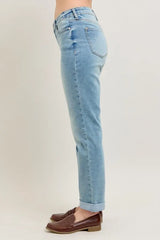 V-Front Cuff Boyfriend Jeans Judy Blue