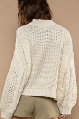 Mock Neck Cable Knit Sweater POL