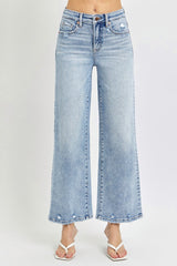 Tummy Control High Rise Crop Wide Leg Jeans Risen Light 0(24)