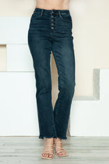 Button Fly Hem Destroy Straight Jeans Judy Blue
