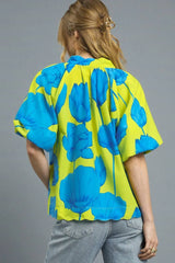 Floral Print Relaxed Fit Summer Blouse Umgee