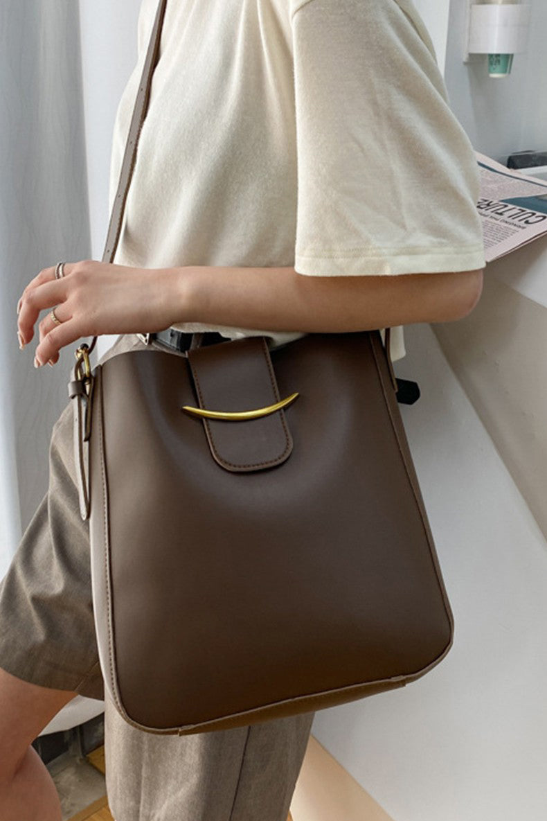 Vegan Leather Adjustable Strap Crossbody Bag ZENANA Brown One Size