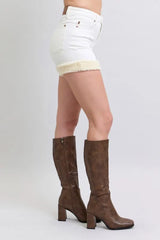 High Waist Shearling Cuff Denim Shorts Judy Blue