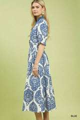 Paisley Smocked Waist Midi Dress Umgee