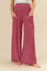 2tone Cord Rib Waist Band Side Pocket Pants BiBi DK MAUVE S