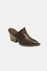 Brown Pointy Toe Slip On Chunky Mules Forever Link Brown 6