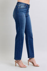 Side Seam Detail Straight Jeans with Pockets Judy Blue