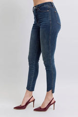 High Waist Tummy Control Step Hem Skinny Jeans Plus Size Judy Blue
