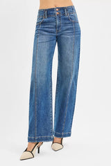 Mid Rise Fit Wide Baggy Jeans Risen