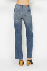 Medium Wash Tummy Control Straight Jeans Judy Blue