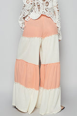 Two Tone Drawstring Wide Leg Pants POL