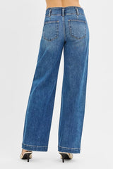 Mid Rise Fit Wide Baggy Jeans Risen