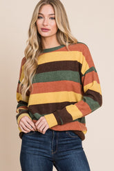 Multi-Color Striped Knit Top BomBom Multi S