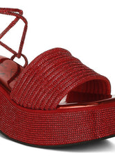 Swifties Rhinestone Embellished Lace-Up Sandals Rag Company