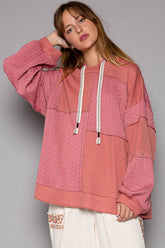 Exposed Seam Relaxed Hooded Knit Top POL Mauve S