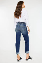 High Rise Distressed Mom Fit Jeans Kancan