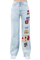 Charlotte Varsity Patchwork Baggy Jean GJG Denim light blue 3