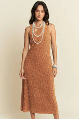 Golden Textured Zippered Midi Dress Davi & Dani