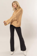 Relaxed Cable Knit V-Neck Sweater HYFVE