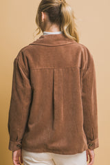 Corduroy Button Up Jacket with Sherpa Inside Love Tree