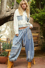 Embroidered Sleeve Raw Edge Quilted Jacket POL