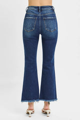 High Rise Crop Bootcut Fray Hem Jeans Plus Size Risen