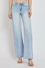 Wide Leg V Dipped Front Waist Jeans Risen