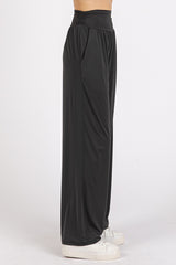 Stretch Banded Waist Wide Leg Pants with Pockets Mittoshop