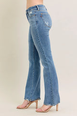 Mid Rise Wash Destroy Hem Bootcut Jeans With Plus Size Judy Blue