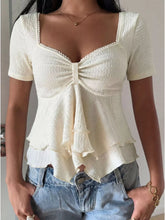 Sweetheart Neck Layered Ruffle Top Simmer & Fay White S