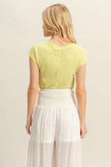 Textured Round Neck Cap Sleeve Knit Top HYFVE