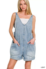 Denim Short Overalls with Pockets ZENANA LIGHT S/M