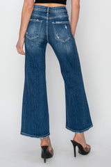 High Rise Patch Detailed Wide Leg Crop Jeans Risen