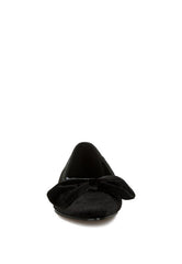 Pothos Luxurious Velvet Bow Ballerinas Rag Company