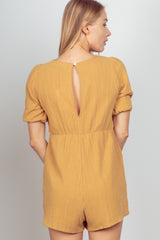 Puff Sleeve Lace Detail Romper with Pockets Very J