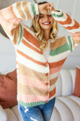 Button Down Striped Sweater Cardigan Haptics