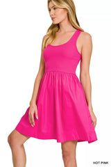 Combined Knit & Woven Midi Dress ZENANA