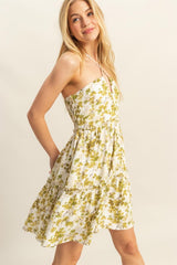 Floral Print Halter Neck Tiered Mini Dress HYFVE