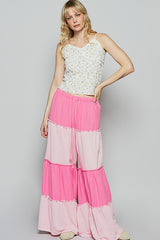 Two Tone Drawstring Wide Leg Pants POL