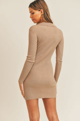 Button Up Ribbed Mini Shirt Dress Mable
