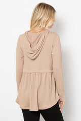 Long Sleeve Peplum Cable Knit Hoodie Be Stage