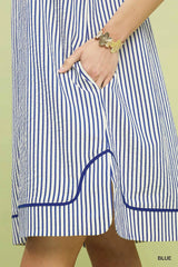 Stripe Collared Shift Dress Umgee