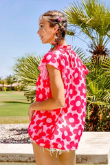 Floral Contrast Ruffled Top BiBi