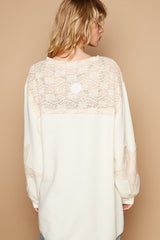Round Neck Long Sleeve Crochet Patches Top POL