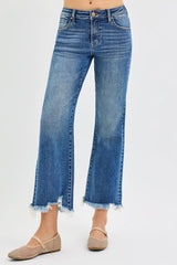 Mid Rise Crop Straight Jeans With Plus Size Risen DARK 0