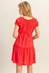 Ruched Frill Tiered Short Sleeve Mini Dress HYFVE