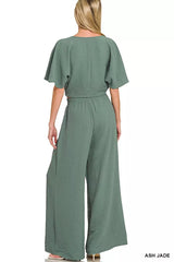 Woven Airflow Twisted Top & Wide Leg Pants Set ZENANA