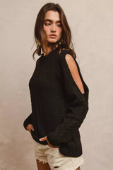 Twist Knitted Open Shoulder Sweater BiBi