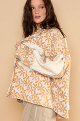 Floral Pattern Jacquard Shacket with Chest Pocket POL
